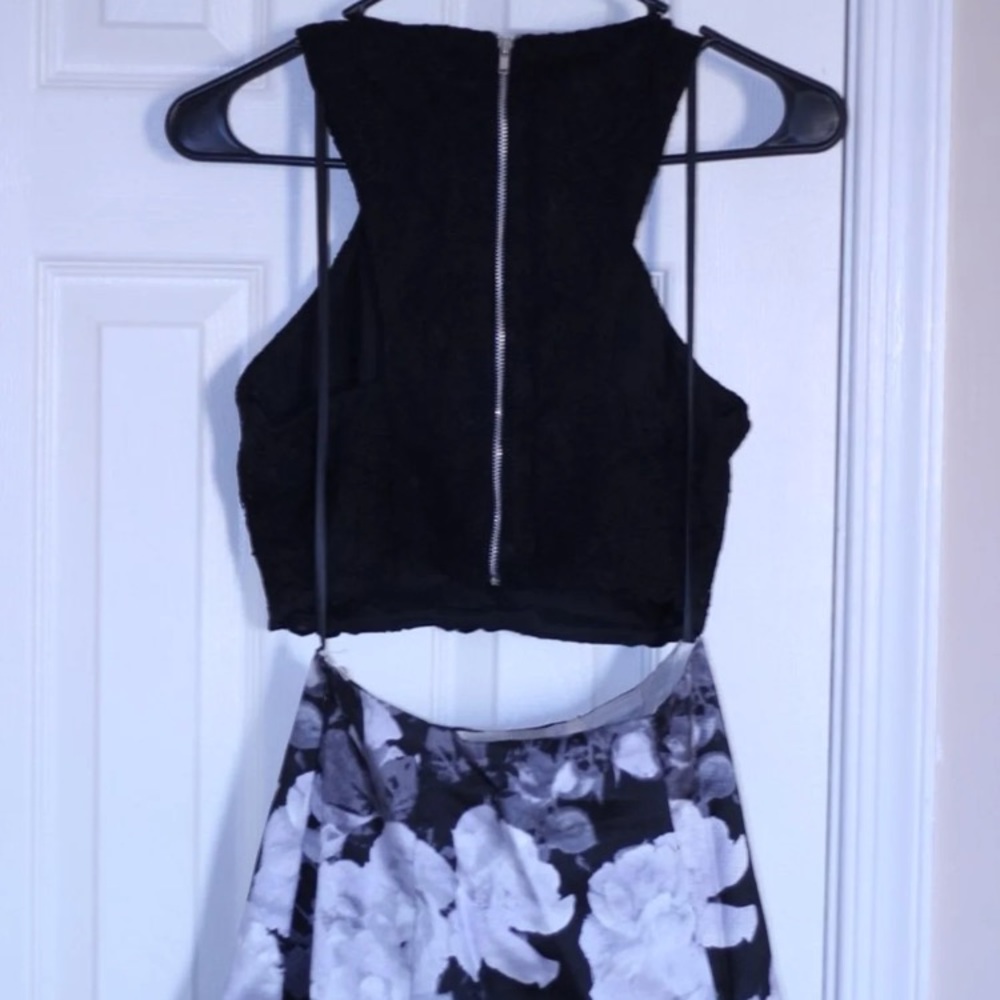 Two Piece Floral Prom Dress